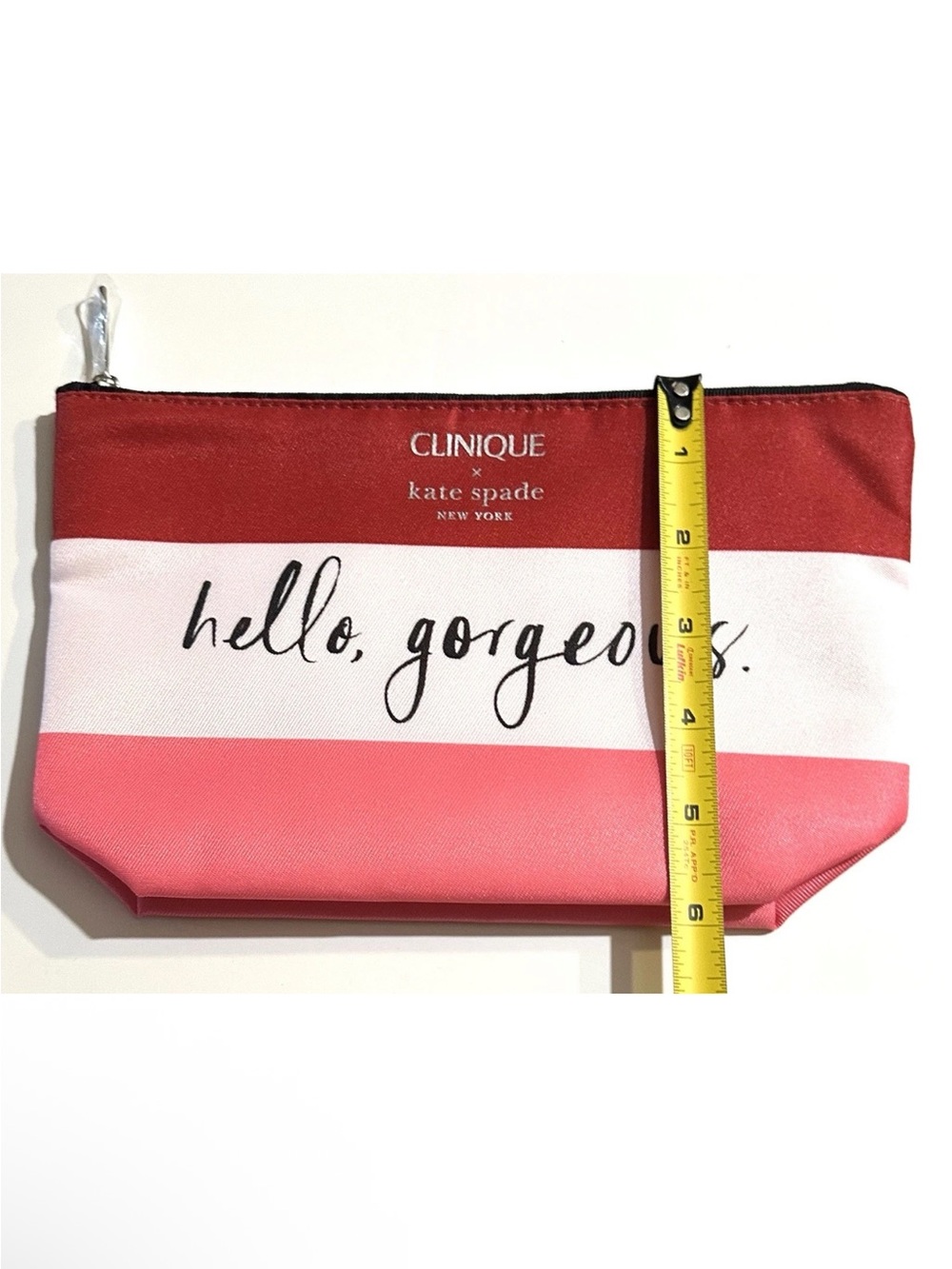 NEW, Clinique x Kate Spade Makeup Bag Hello Gorgeous Red White Pink Gift, Travel - Picture 5 of 7